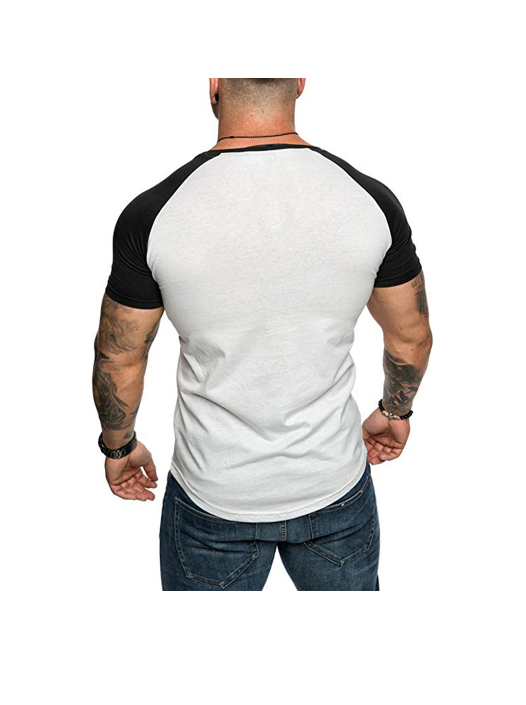 Men's Raglan Sleeve Color Block Short Sleeve T-Shirt Soft Breathable