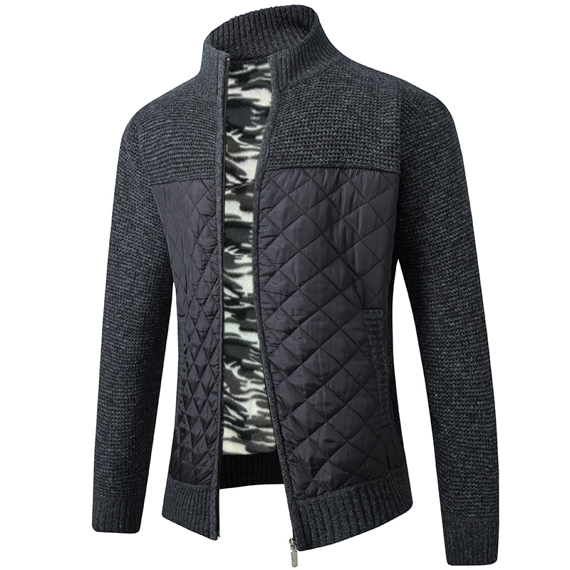 Men's Color Block Stand Collar Full Zipper Cardigan