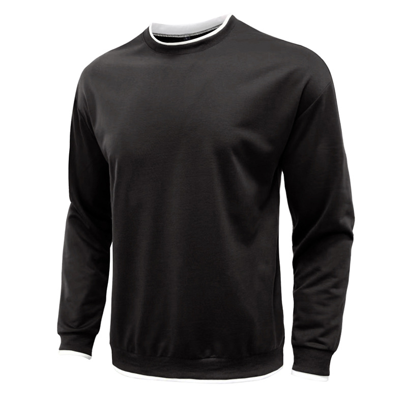 Men's Pullover Solid Color Patchwork Crew Neck Sweatshirts