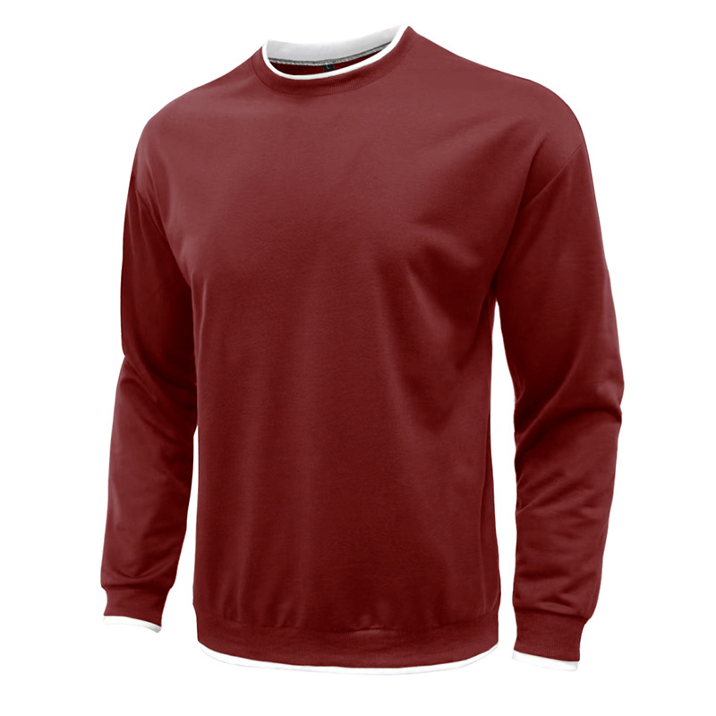 Men's Pullover Solid Color Patchwork Crew Neck Sweatshirts
