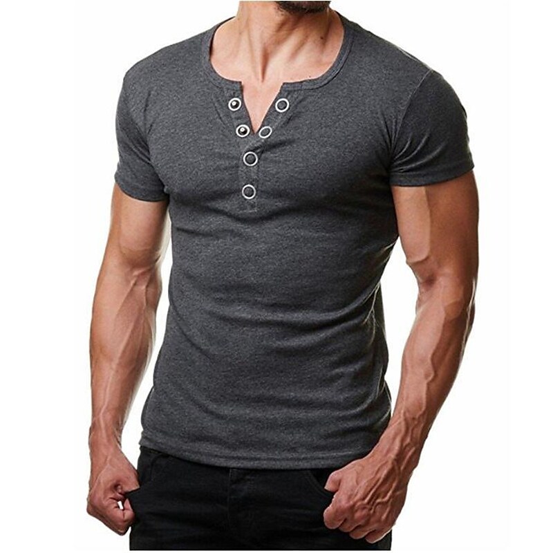 Men's Henley Shirt T shirt Solid Color