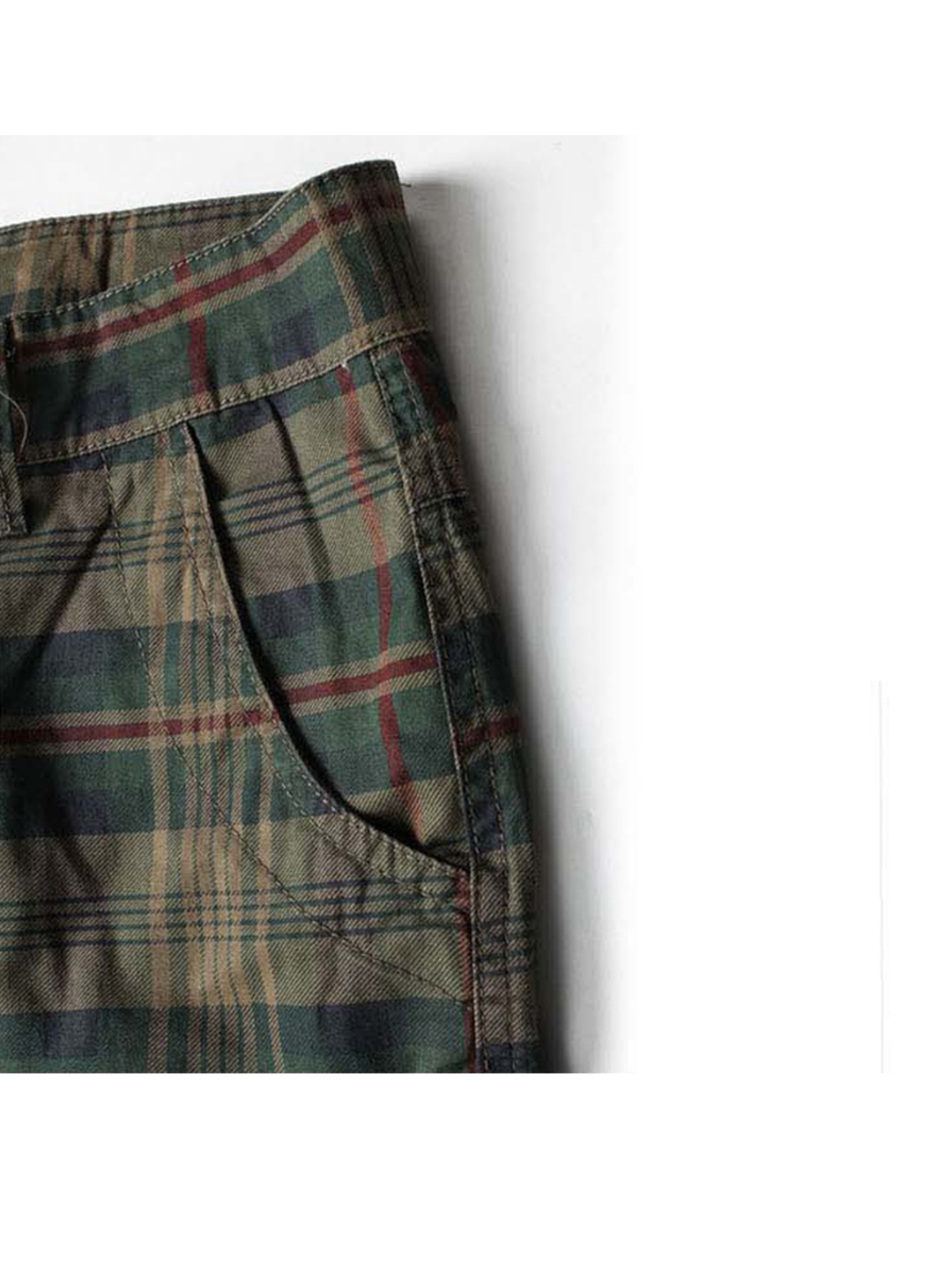 Slowik Side Flap Pocket Check Cargo Shorts (NO BELT INCLUDE)