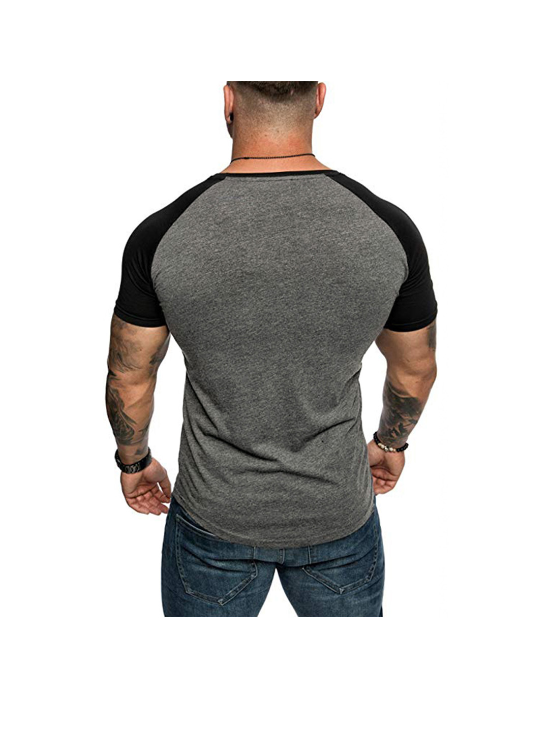 Men's Raglan Sleeve Color Block Short Sleeve T-Shirt Soft Breathable