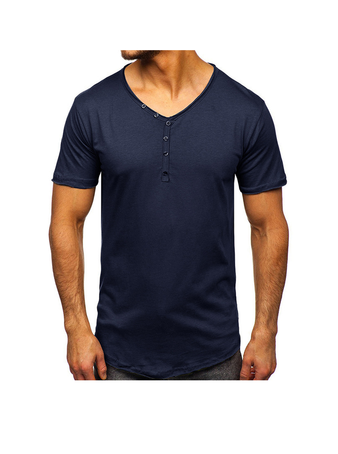 Eddie Solid Color Basic Henley T-shirt