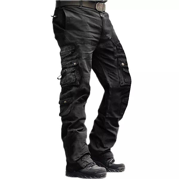 Men's Outdoor Vintage Washed Cotton Straight Multi-pocket Tactical Cargo Pants