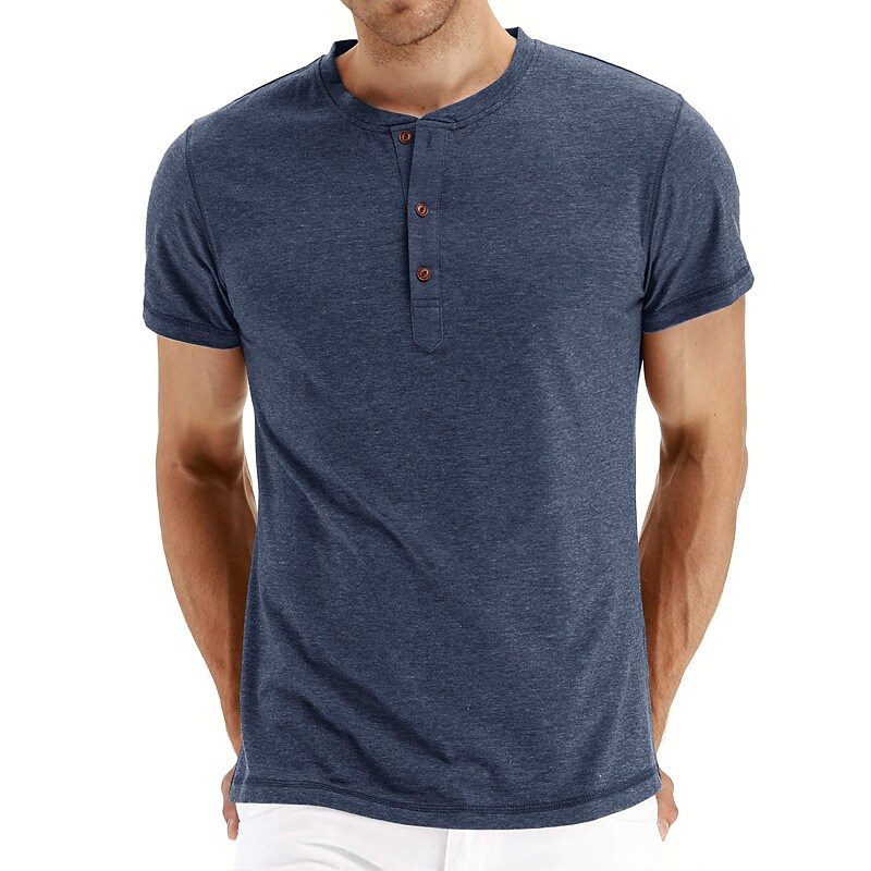 Men's Henley Shirt T shirt Solid Color