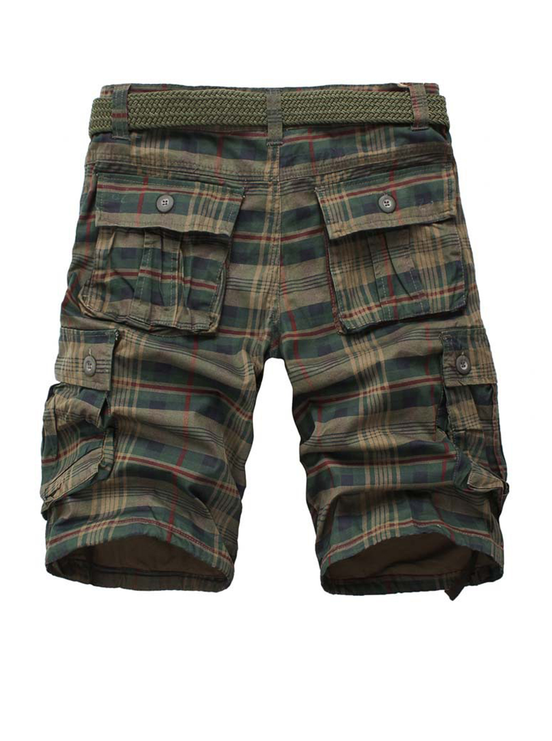 Slowik Side Flap Pocket Check Cargo Shorts (NO BELT INCLUDE)