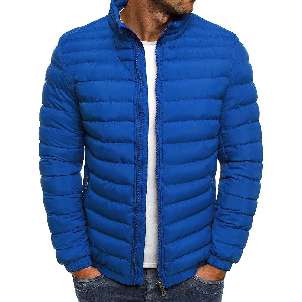 Men's Stand Collar Quilted Puffer Jackets Warm Breathable Outdoor