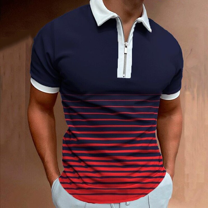 Men's Golf Shirt Other Prints Striped Color Block Classic Collar
