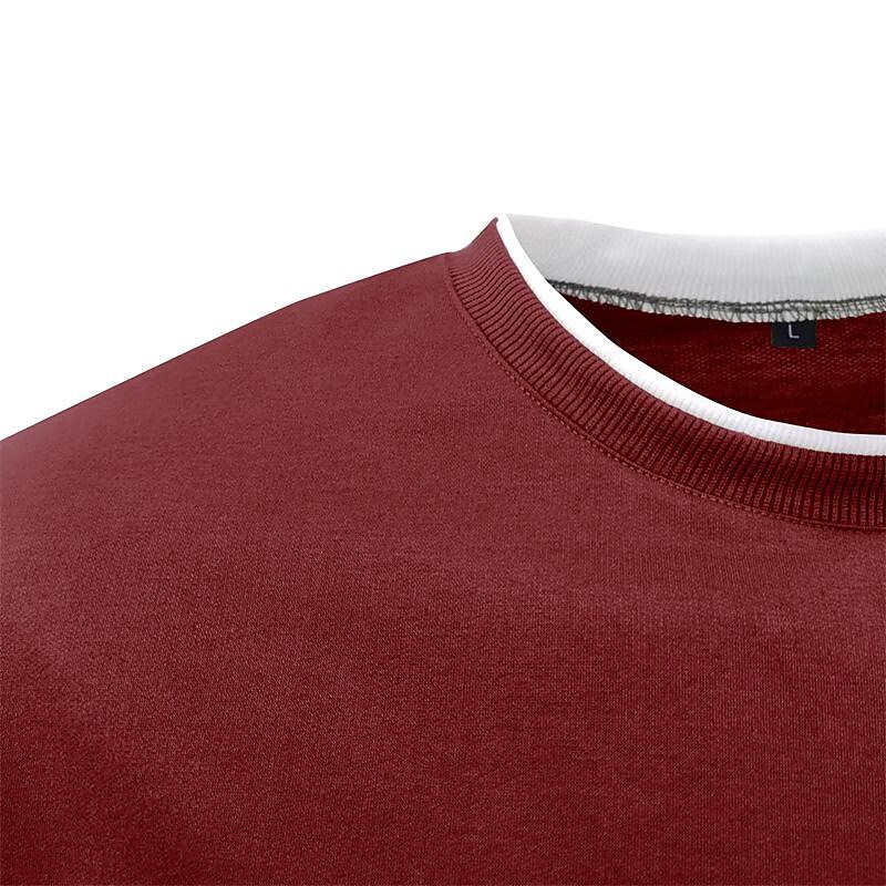 Men's Pullover Solid Color Patchwork Crew Neck Sweatshirts