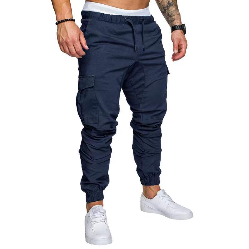 Men's Drawstring Waist Patch Pockets Detail Casual Cargo Pants