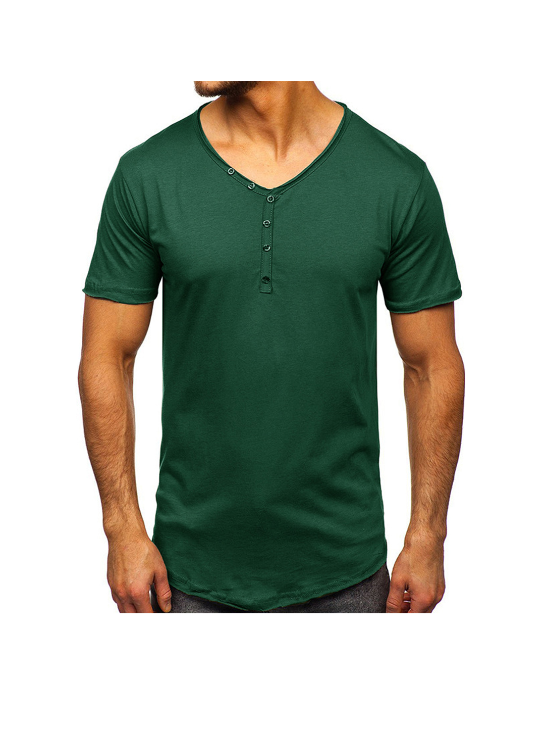 Eddie Solid Color Basic Henley T-shirt