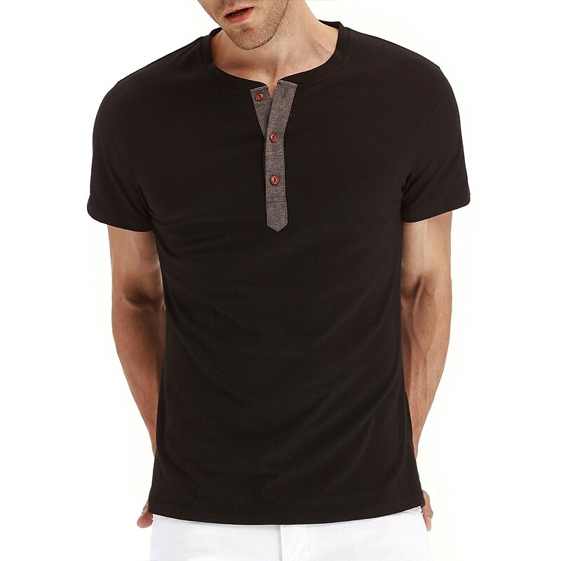 Men's Henley Shirt T shirt Solid Color