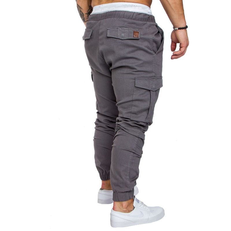 Men's Drawstring Waist Patch Pockets Detail Casual Cargo Pants