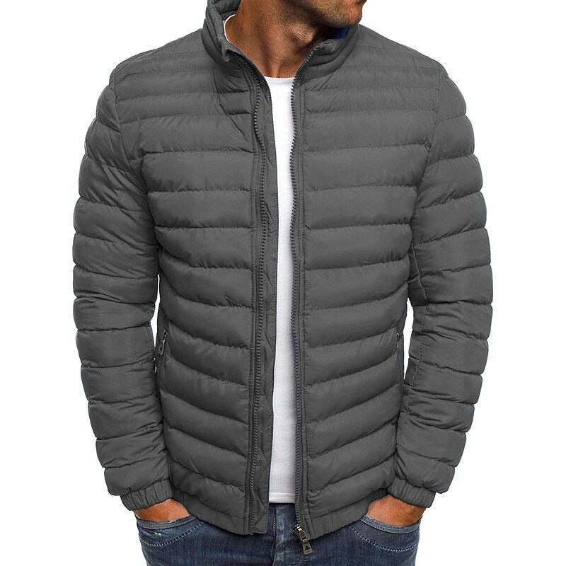 Men's Stand Collar Quilted Puffer Jackets Warm Breathable Outdoor