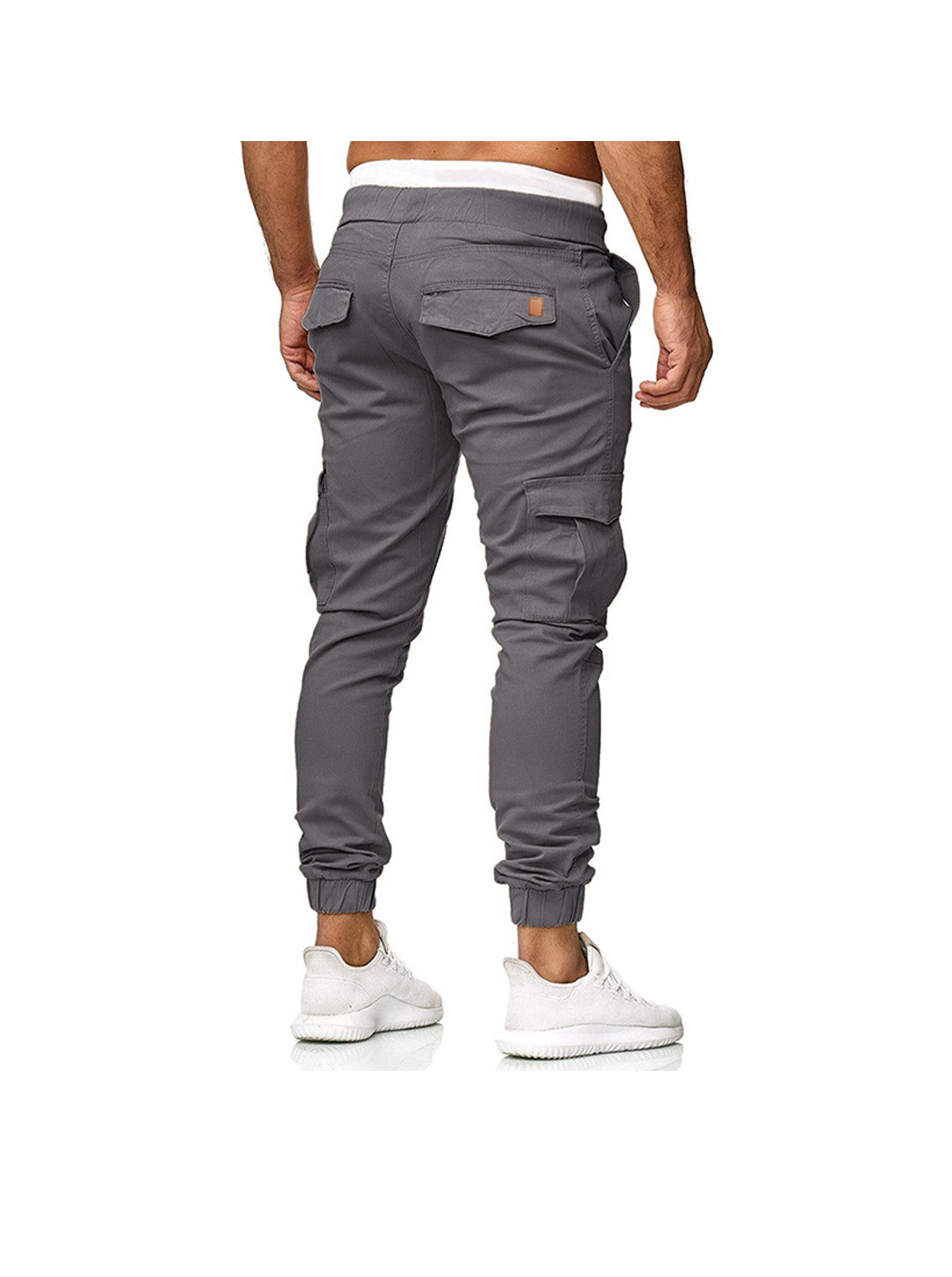 Men's Drawstring Waist Patch Pockets Detail Cargo Pants