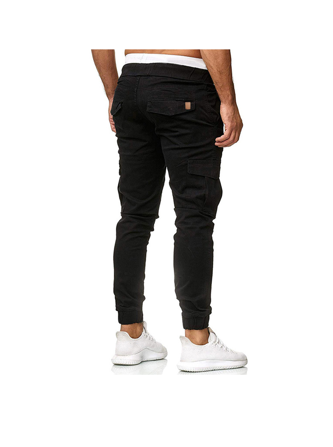Men's Drawstring Waist Patch Pockets Detail Cargo Pants