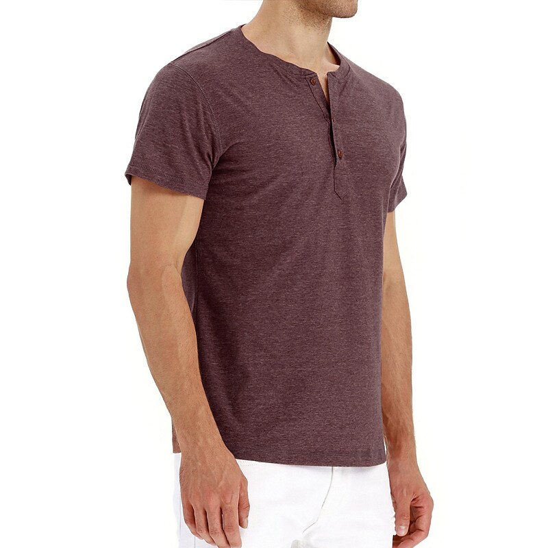 Men's Henley Shirt T shirt Solid Color