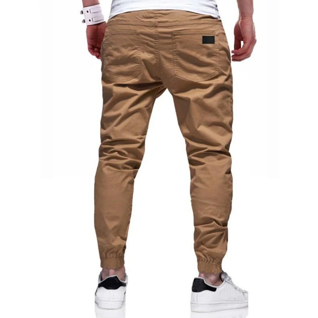 Men's Casual Jogger Solid Color Twill Drawstring Elastic Slant Pocket