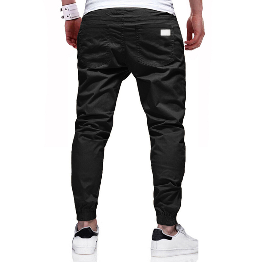 Men's Casual Jogger Solid Color Twill Drawstring Elastic Slant Pocket