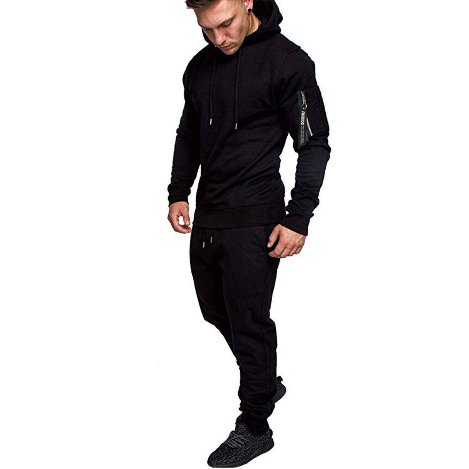 Alban Zipper Detail Drawstring Hoodie & Sweatpants