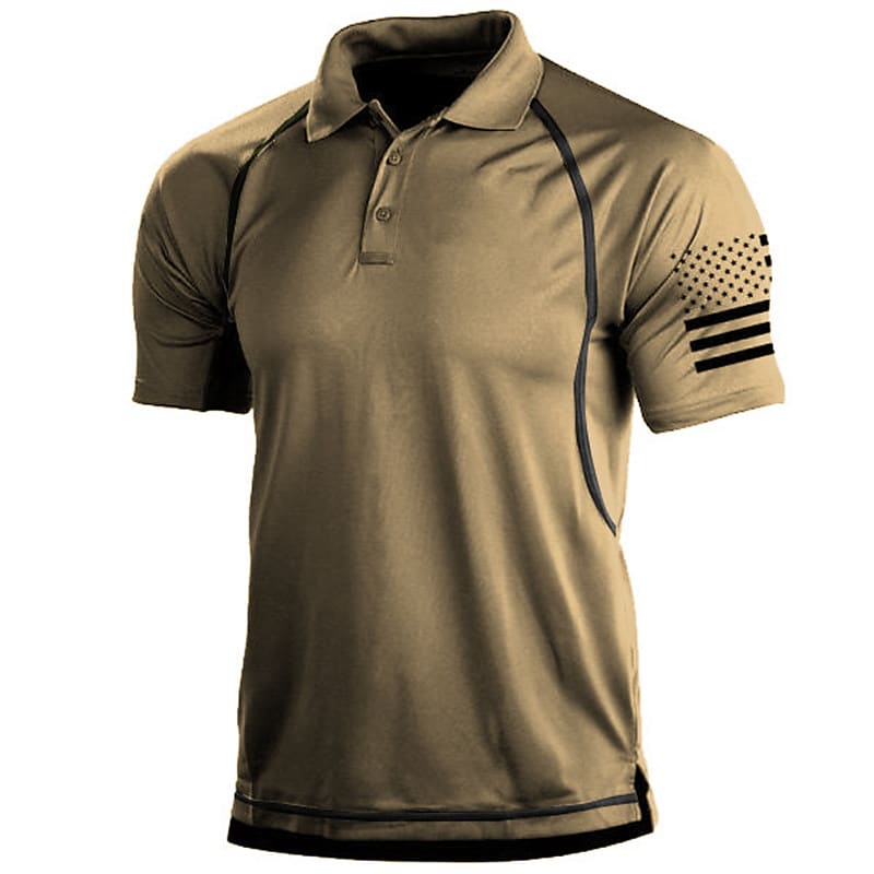 Men's American Flag Sport PoLo Neck T-Shirt