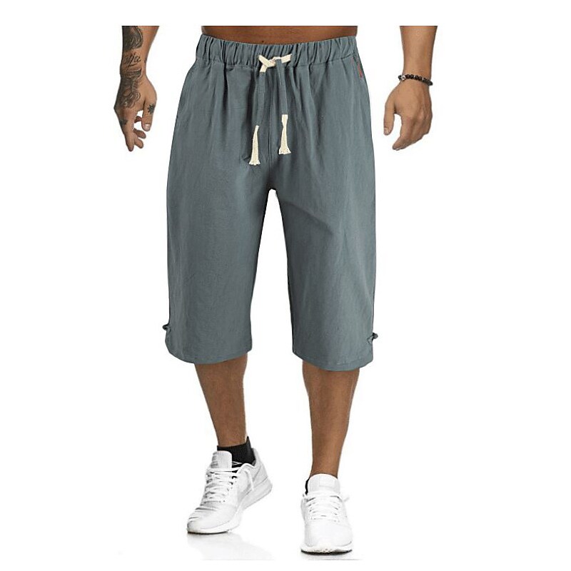 Men's Linen Capri Drawstring Pants