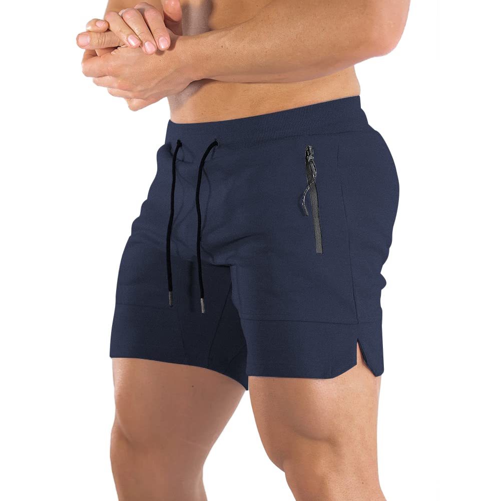 Mens Quick Dry Gym Shorts for Men Athletic Running Shorts with Zipper