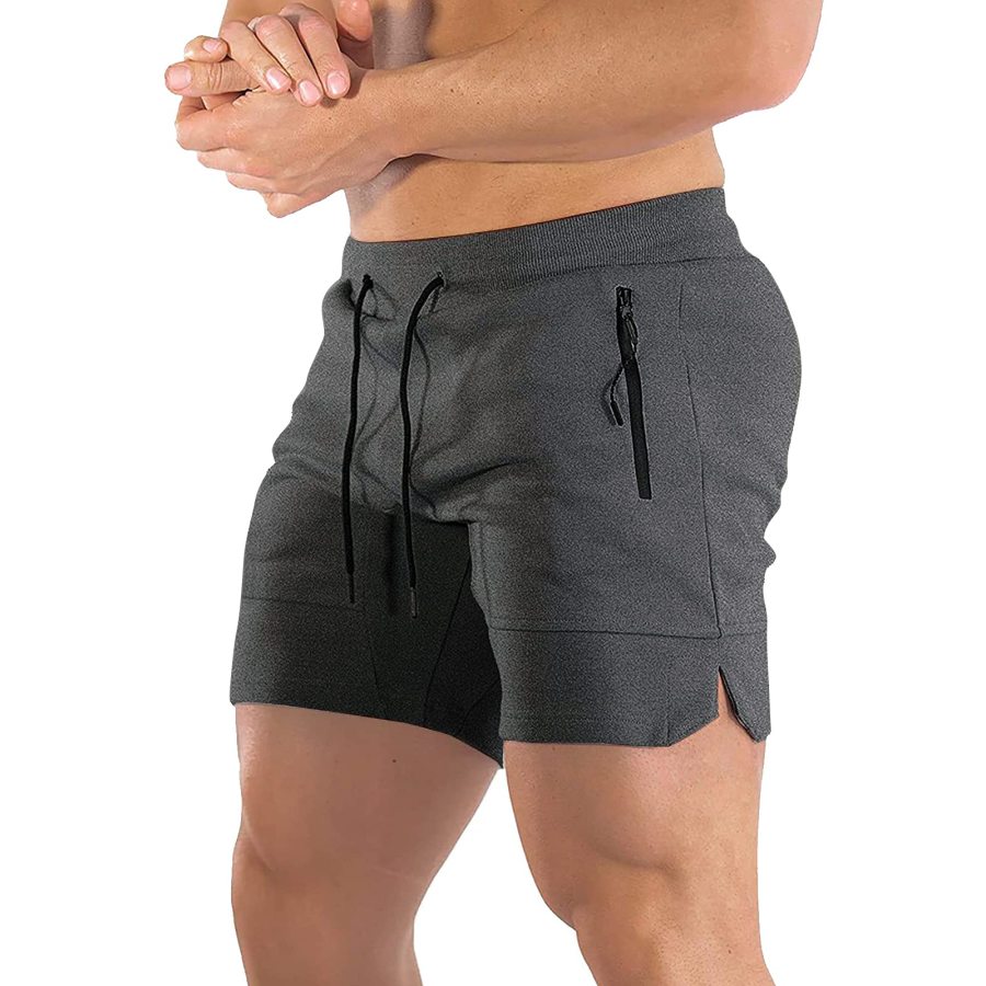 Mens Quick Dry Gym Shorts for Men Athletic Running Shorts with Zipper