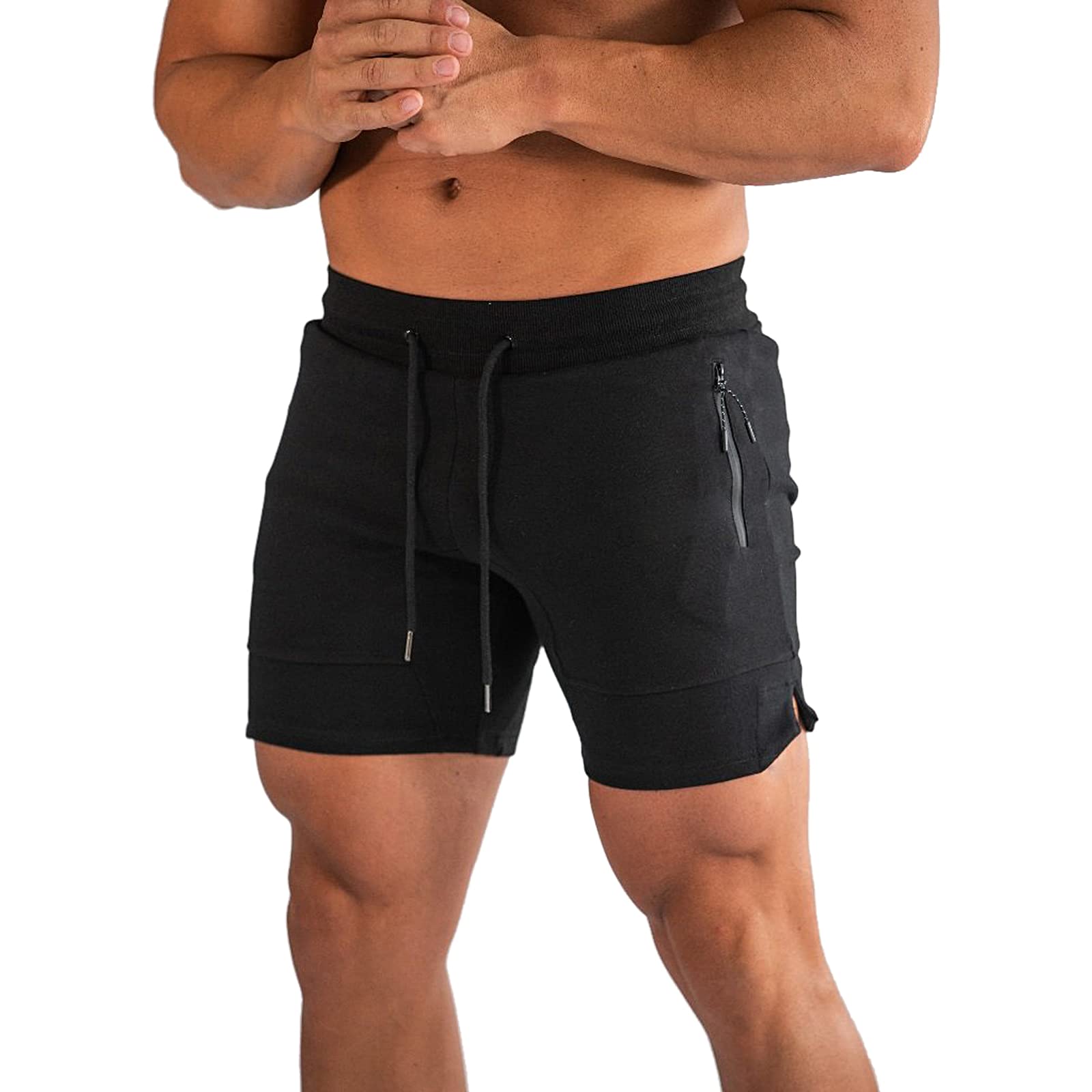Mens Quick Dry Gym Shorts for Men Athletic Running Shorts with Zipper