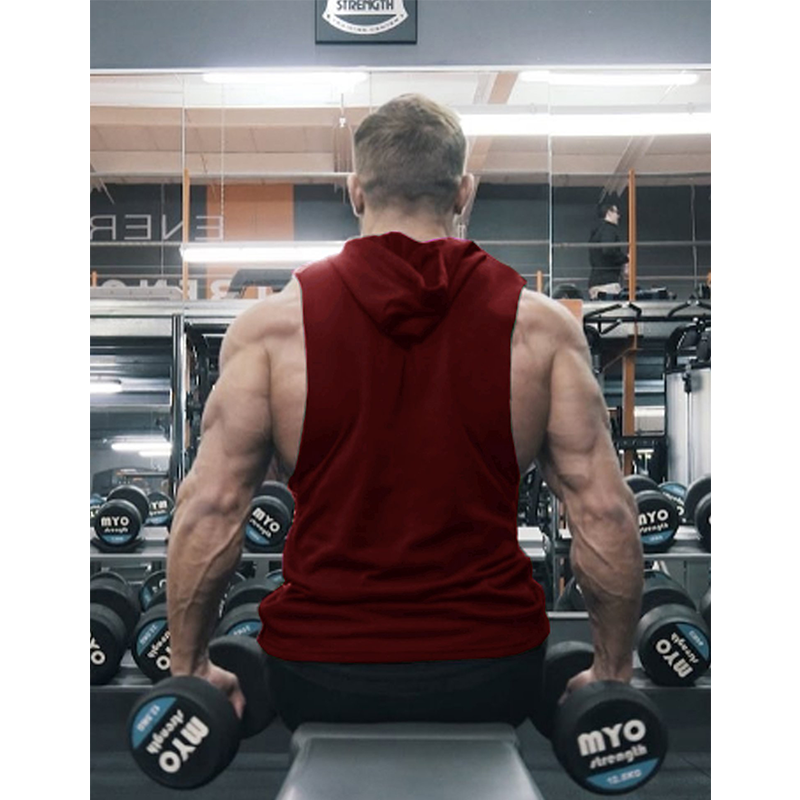 Men's Workout Hooded Tank Tops Sleeveless Gym Hoodies with Pockets