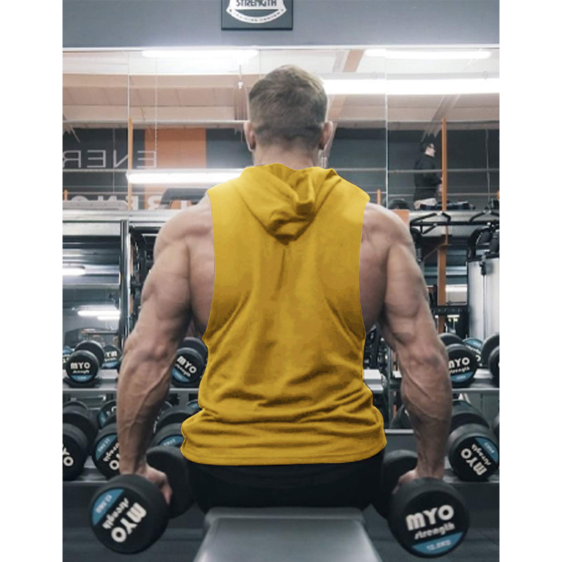 Men's Workout Hooded Tank Tops Sleeveless Gym Hoodies with Pockets