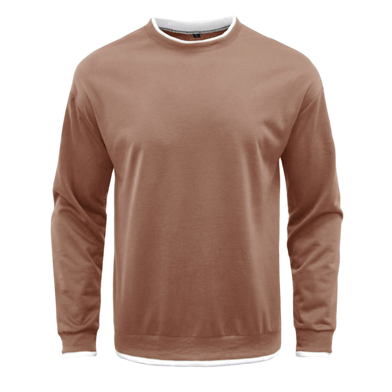 Men's Pullover Solid Color Patchwork Crew Neck Sweatshirts