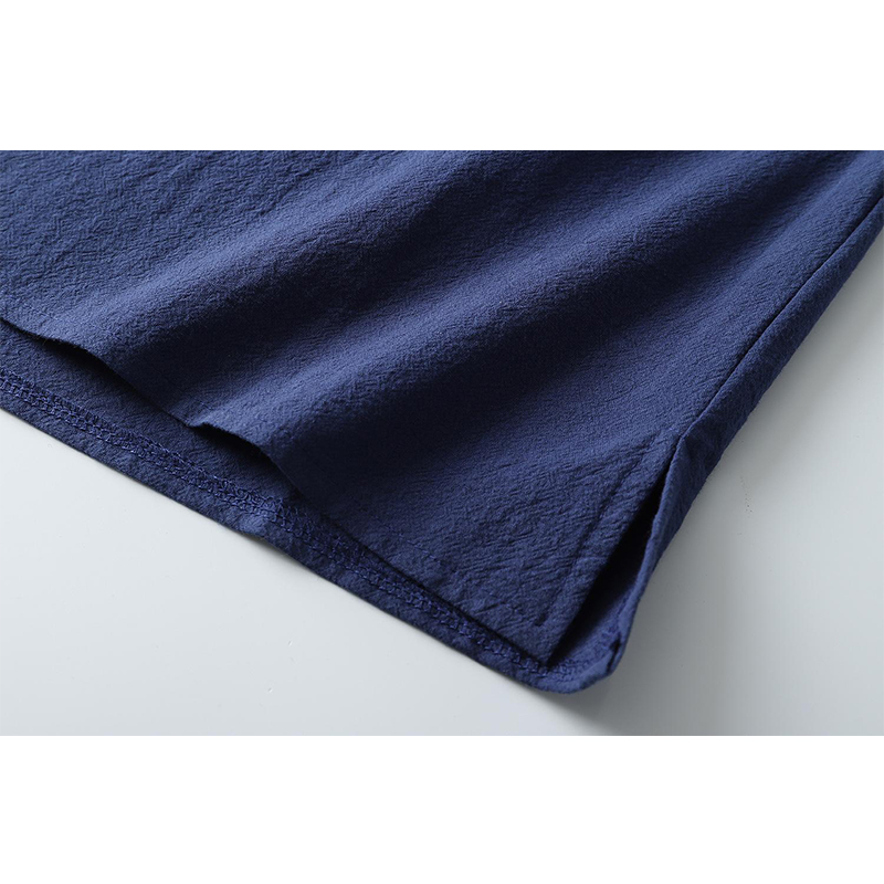 Men's Henley Cotton And Linen Short Sleeve Shirt