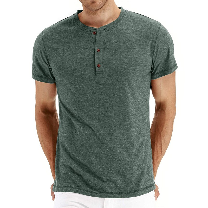 Men's Henley Shirt T shirt Solid Color