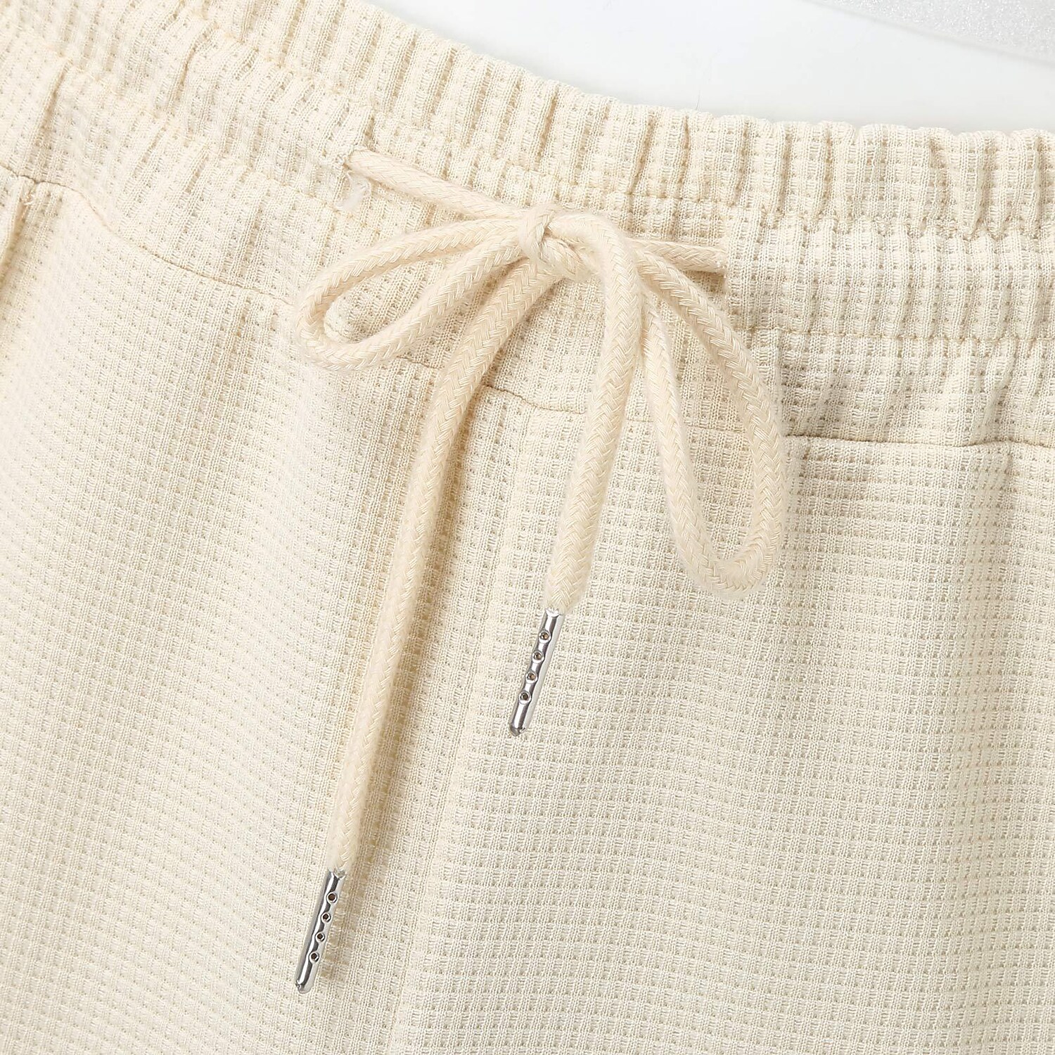 Men's Waffle Set Solid Color Turndown Casual Sports Zipper Long Sleeve Pants Sports Two-Piece Set