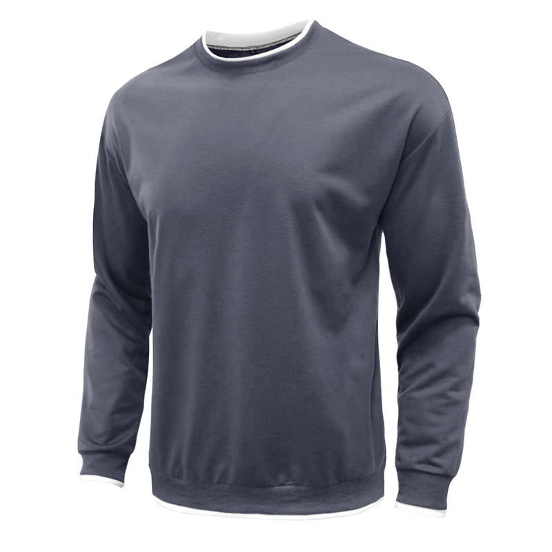 Men's Pullover Solid Color Patchwork Crew Neck Sweatshirts