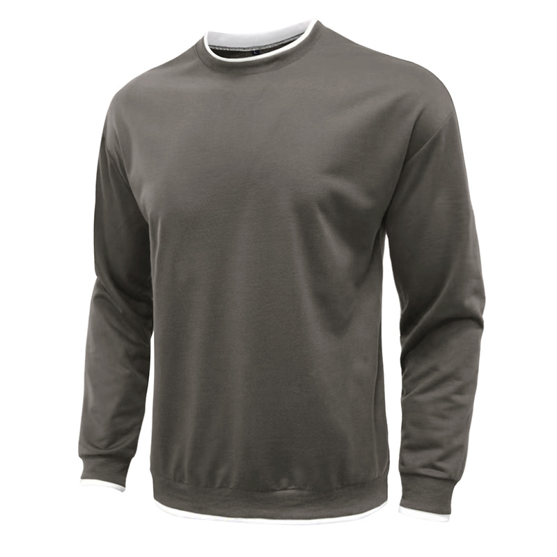 Men's Pullover Solid Color Patchwork Crew Neck Sweatshirts