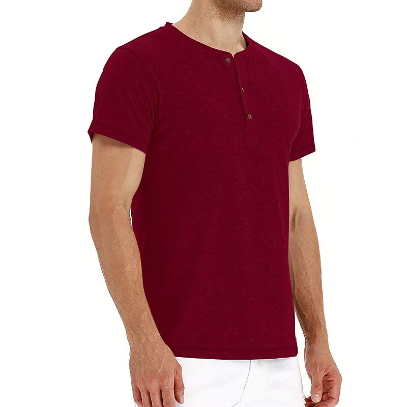 Men's Henley Shirt T shirt Solid Color