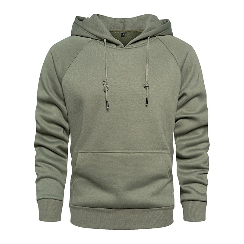 Men's Solid Color Raglan Sleeves Fleece Hoodies Sweatshirts