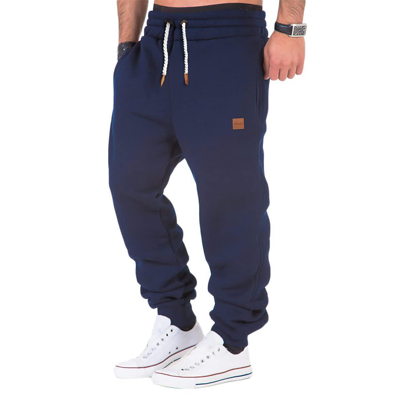 Men's Solid Color Drawstring Waist Fleece Sweatpants
