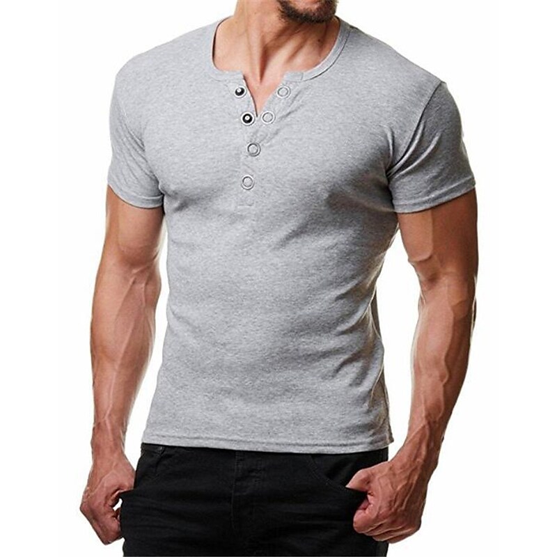Men's Henley Shirt T shirt Solid Color