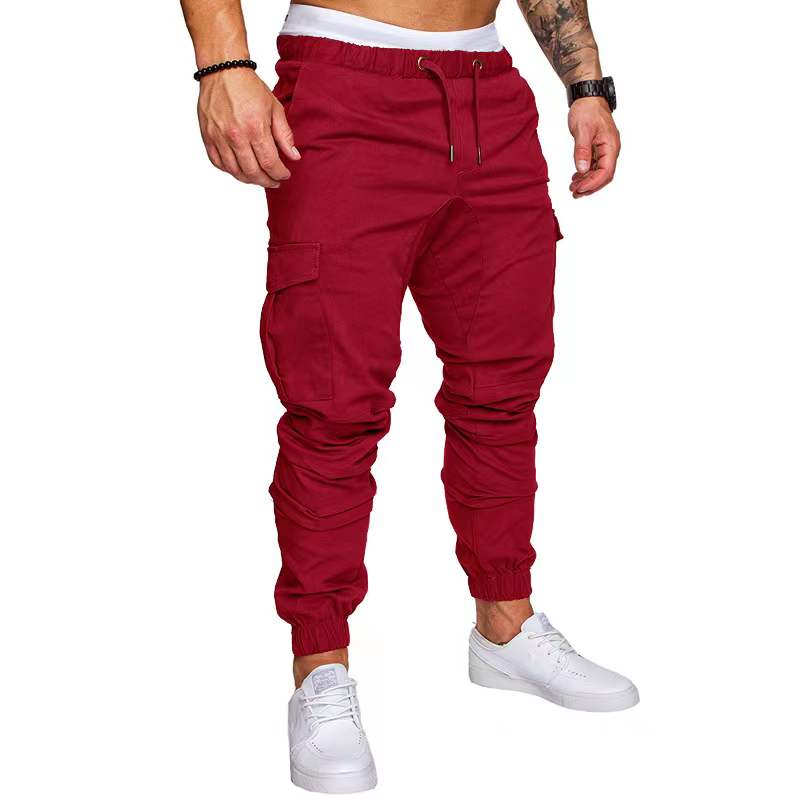 Men's Drawstring Waist Patch Pockets Detail Casual Cargo Pants