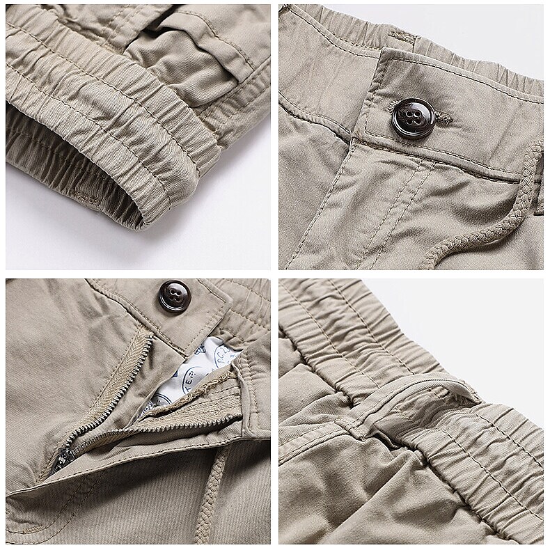 Men's Military Solid Color Hiking Cargo Shorts (Belt is not included)