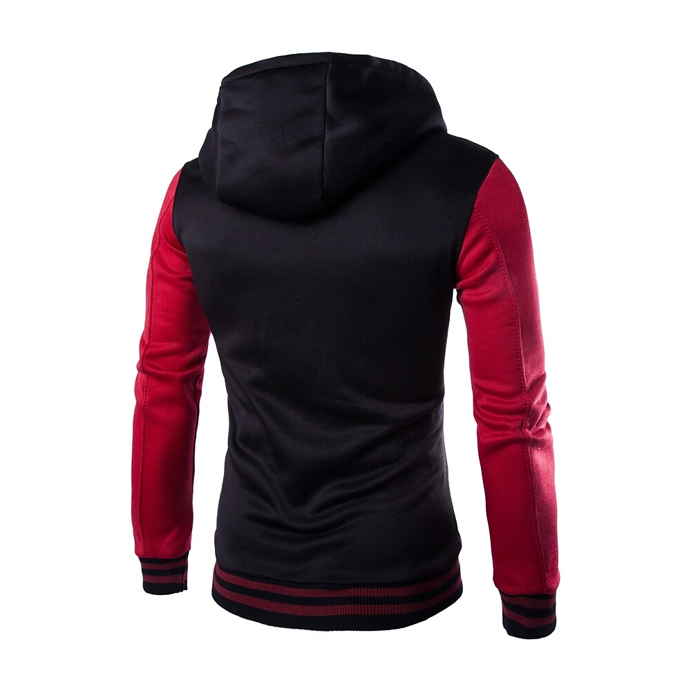 Men's Color Block Button Up Drawstring Hoodie