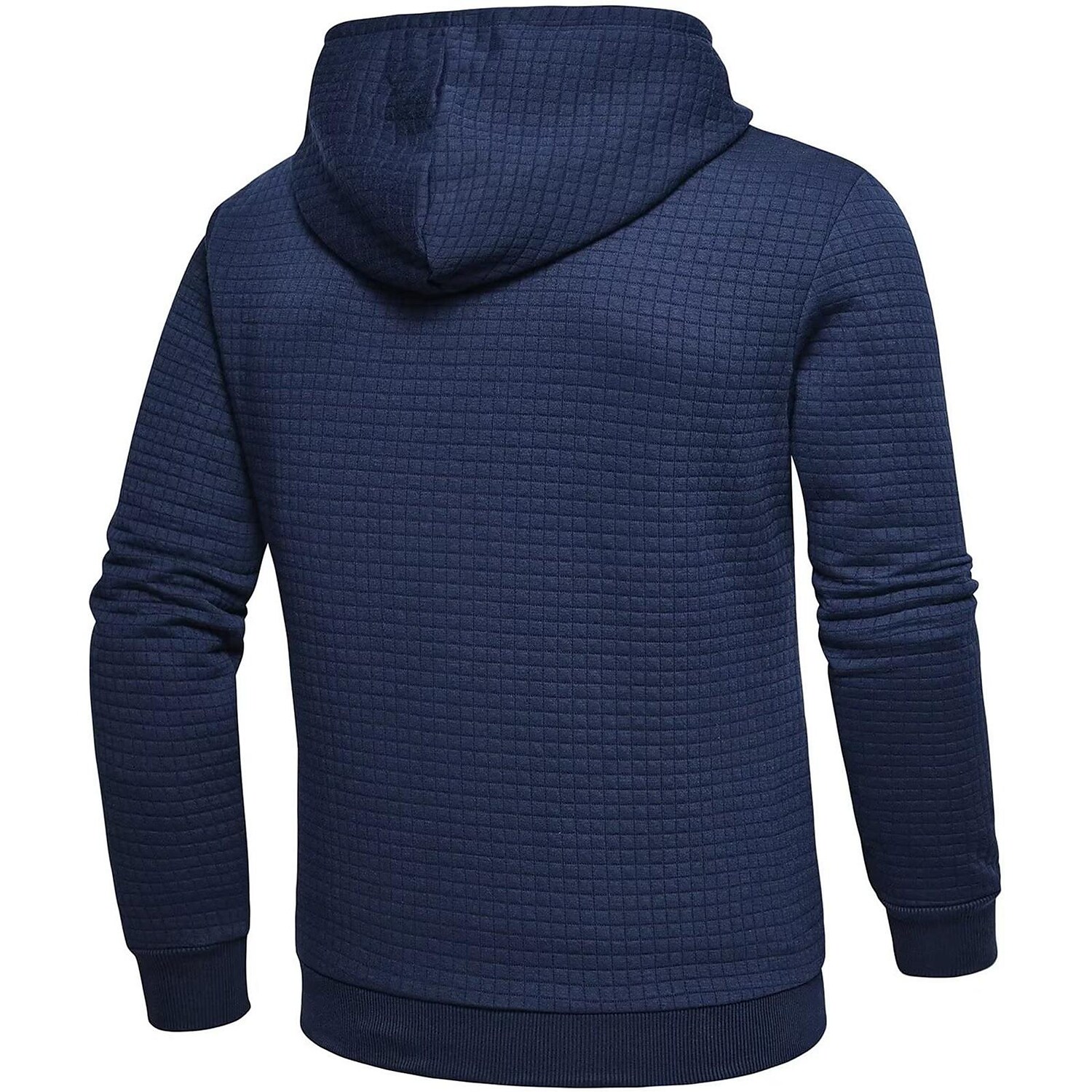 Men's Jacquard Check Solid Color Zip-up Hoodie Sweatshirts