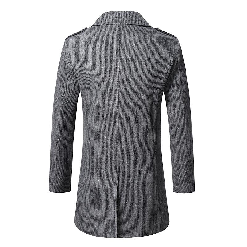 Men's Mid-Length Double-breasted Pinstripe Coat