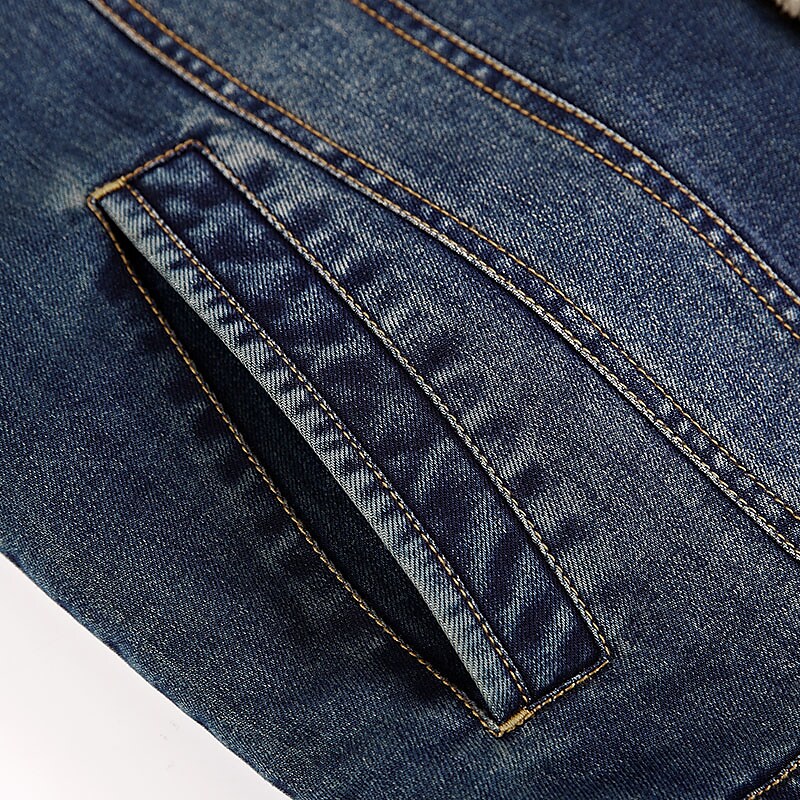 Men's Denim Faux Sherpa Lined Trucker Jacket Vintage Style