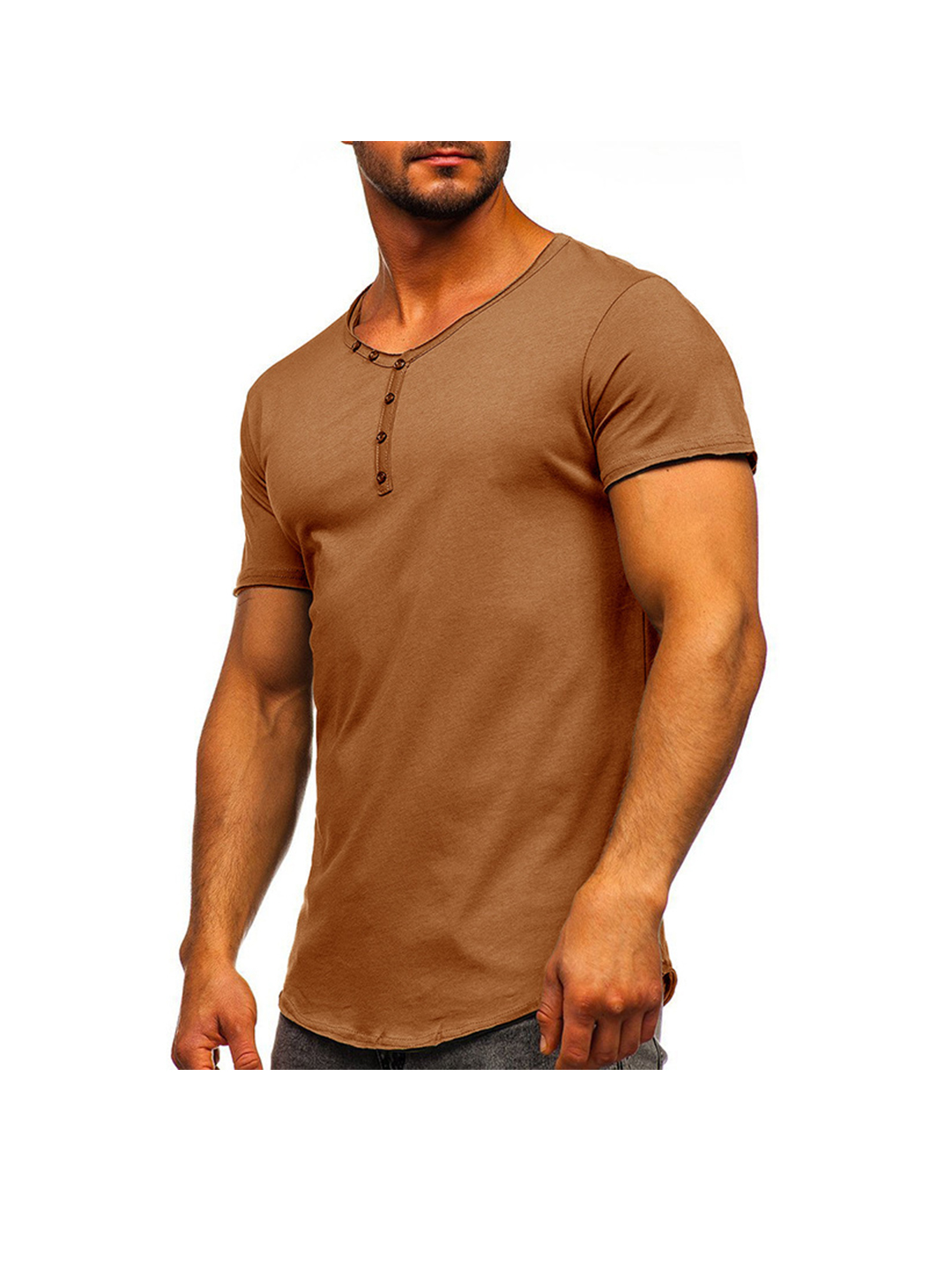 Eddie Solid Color Basic Henley T-shirt