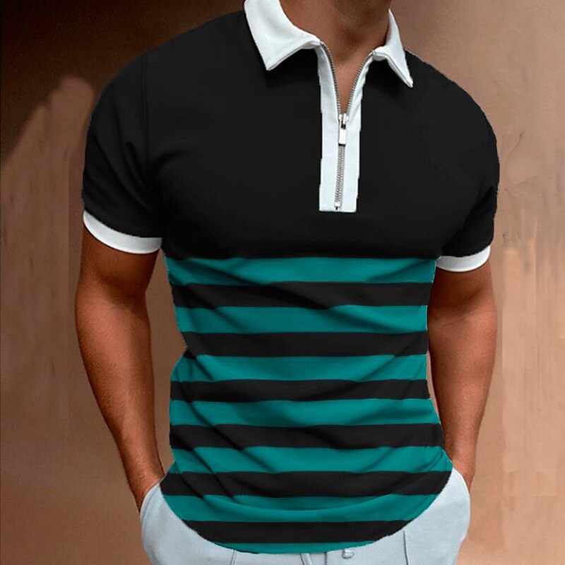 Men's Golf Shirt Other Prints Striped Color Block Classic Collar
